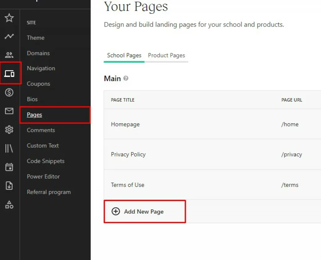 Add New Pages in Teachable