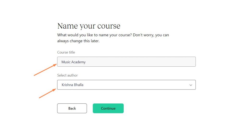 Adding Name Of Your Course