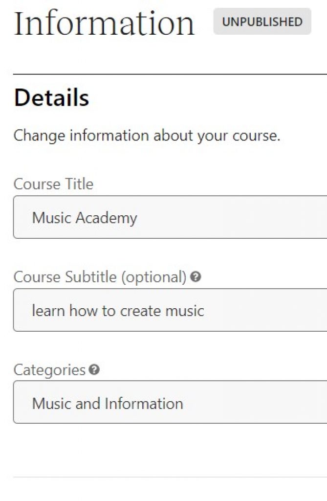 Changing Information of Your Course