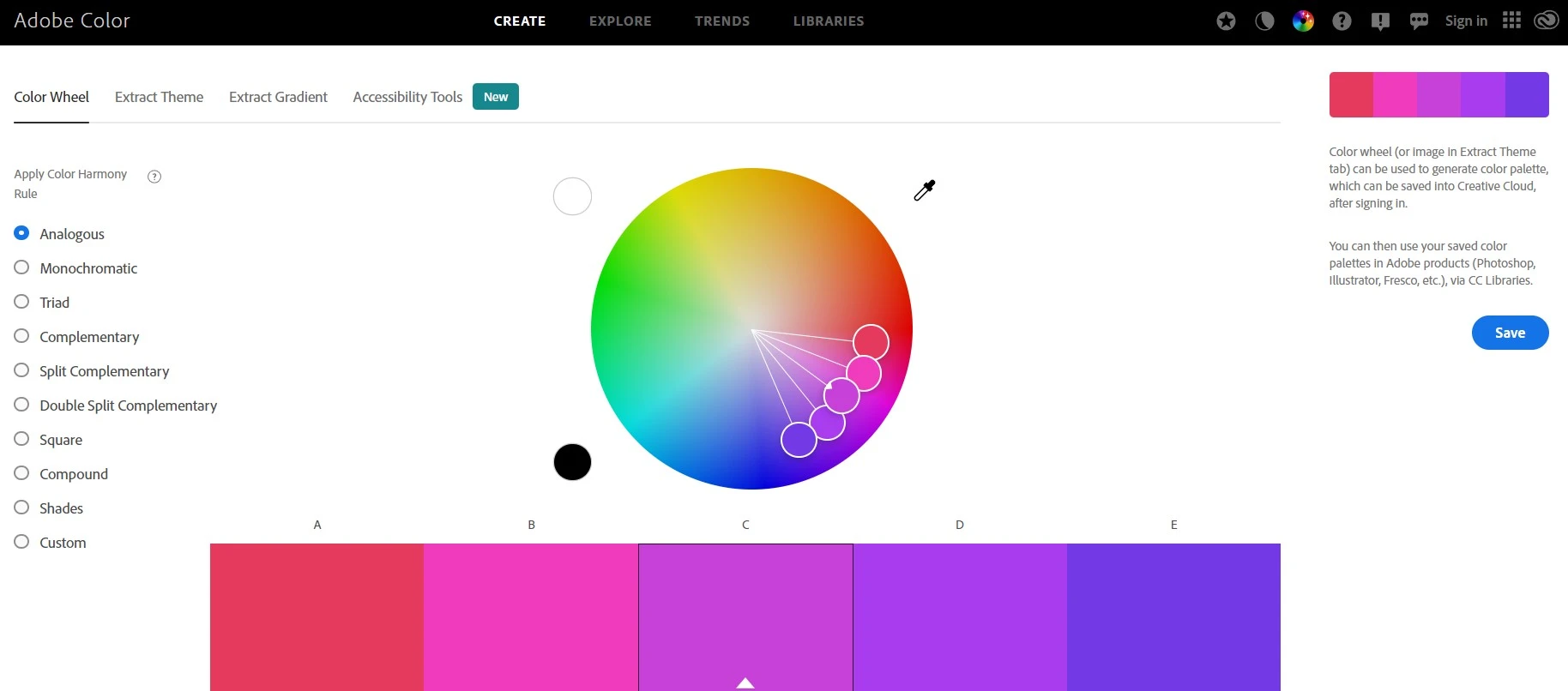 Adobe Color one of the best color palette sites
