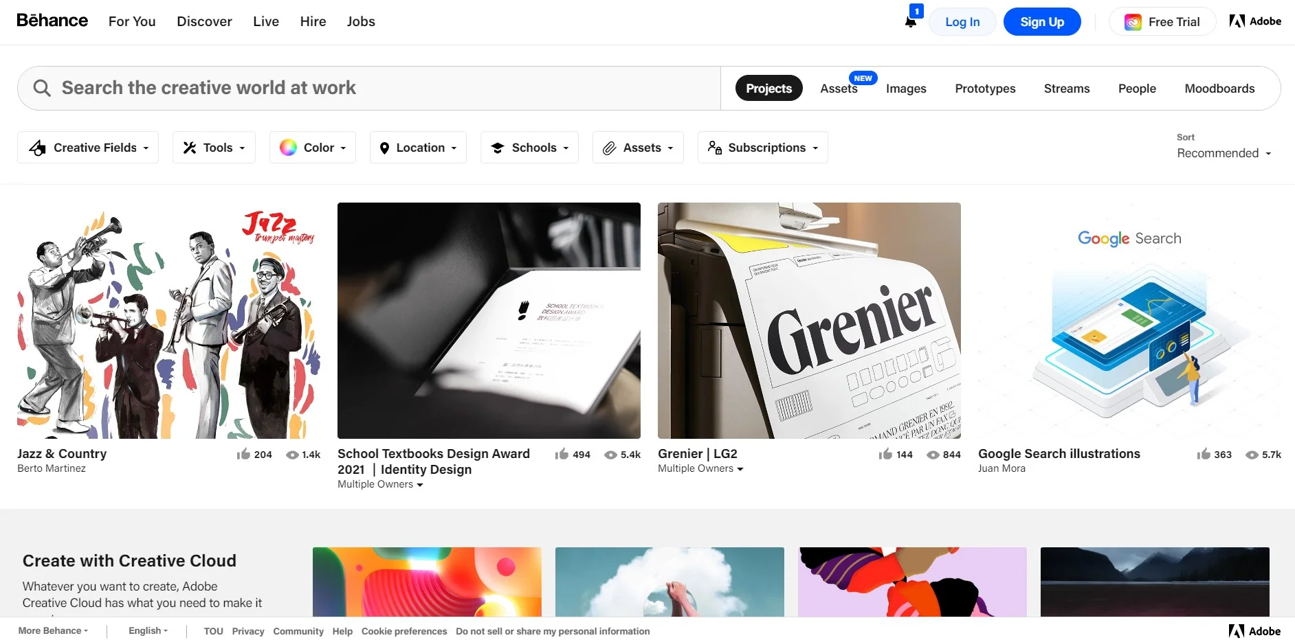 Behance is one of the best UX UI design inspiration site