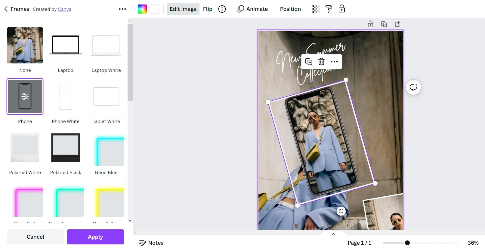Canva lets you add frame to your images