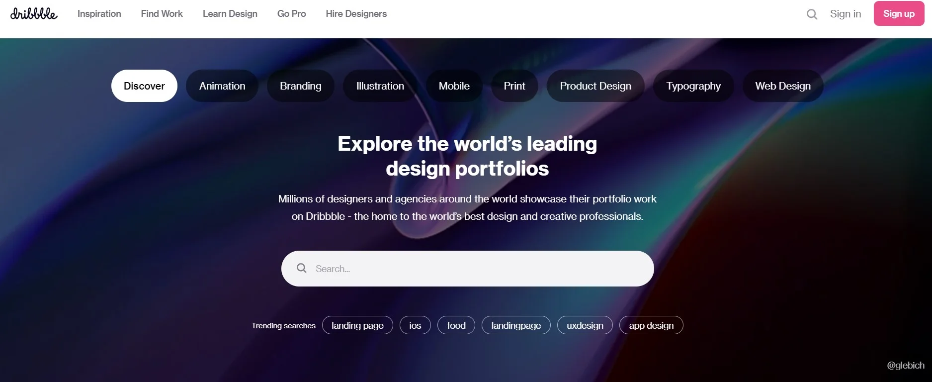 Dribbble one of the best UX UI design inspiration sites