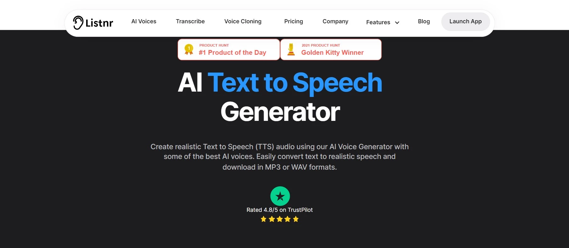 Listnr Ai Text to Speech Generator