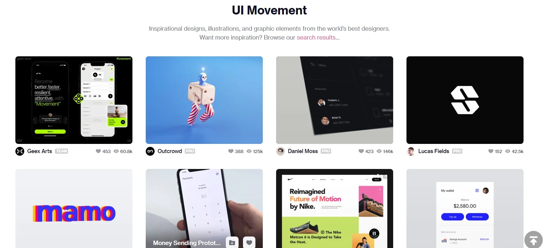 UI movement UX UI design inspiration site
